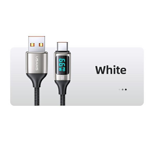 USAMS Kabel pleciony U78 USB-C 1.2mLED 6A Fast Charging biały/white SJ544USB02 (US-SJ544)