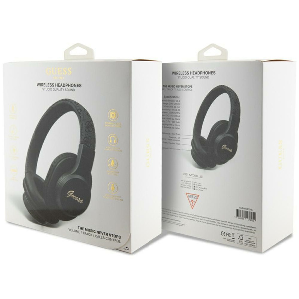 Słuchawki nauszne Guess Bluetooth 4G     Leather Tone On Tone Script czarny