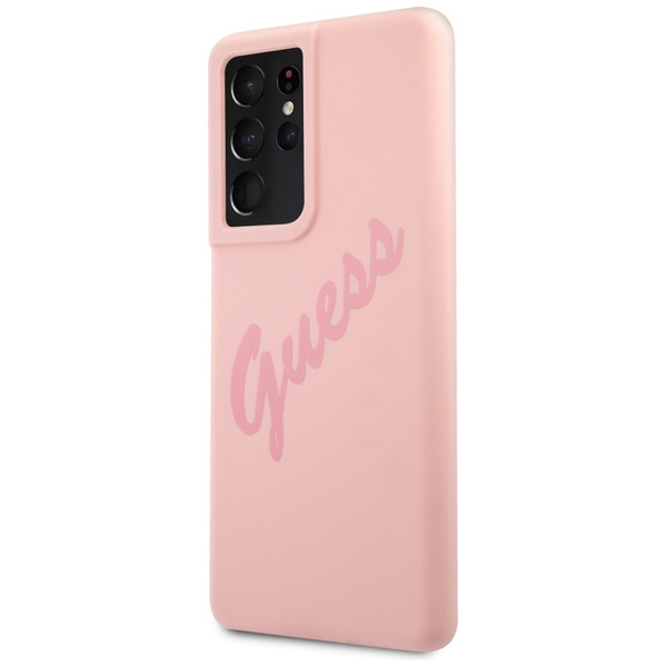 Guess GUHCS21LLSVSPI S21 Ultra G998różowy/pink hardcase Script Vintage
