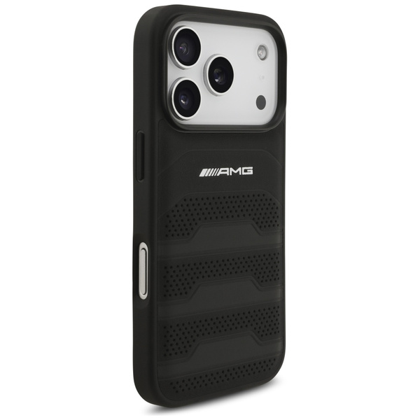 Etui AMG Leather Debossed Lines Logo do  iPhone 17 Pro czarny