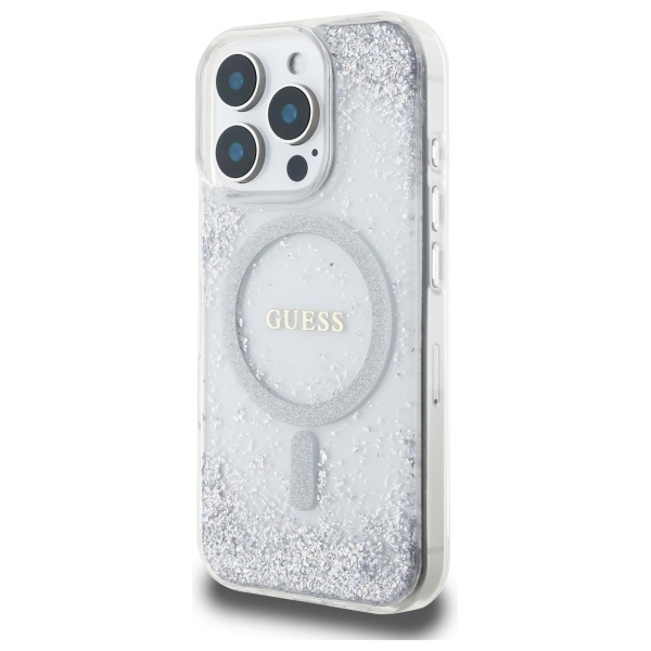Guess GUHMP16LRGRGES iPhone 16 Pro 6.3"  srebrny/silver hardcase Resin Gradient Glitter MagSafe