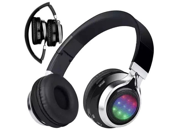 WIRELESS FM MP3 SD HEADPHONES GLOW - BLACK