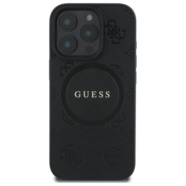 Guess GUHMP16LPSAPSMEK iPhone 16 Pro 6.3" czarny/black hardcase Saffiano Peony Classic Logo MagSafe