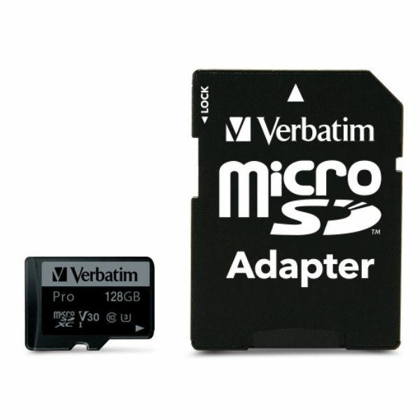 Verbatim Karta microSD 128GB + adapterPro U3 czarny/black 47044