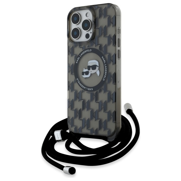 Karl Lagerfeld KLHMP16LHCKCKLCK iPhone    16 Pro 6.3" czarny/black hardcase IML Crossbody Monogram Karl & Choupette Head MagSafe