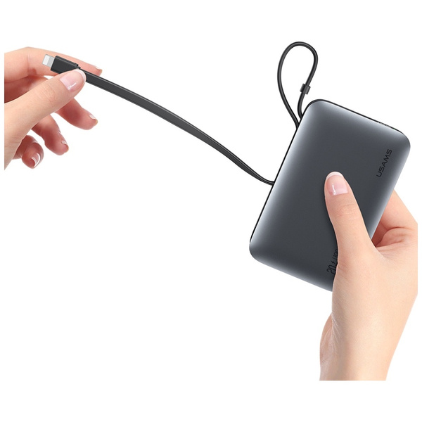 Powerbank USAMS XR Series CD228 10000mAh 20W + kabel USB-C/Lightning czarny