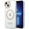 Guess GUHMP15MHTRMD iPhone 15 Plus/ 14 Plus 6.7" złoty/gold hard case Metal Outline Magsafe