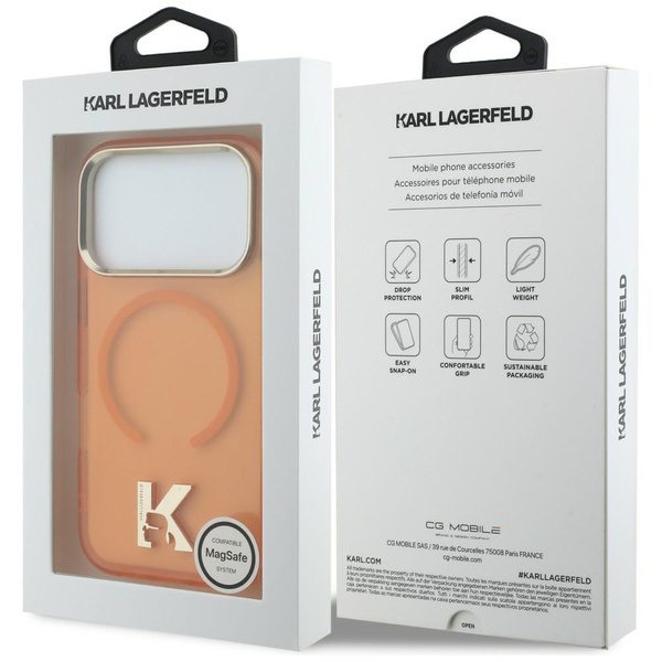 Etui Karl Lagerfeld IML K Head Logo      MagSafe do iPhone 17 Pro pomarańczowy