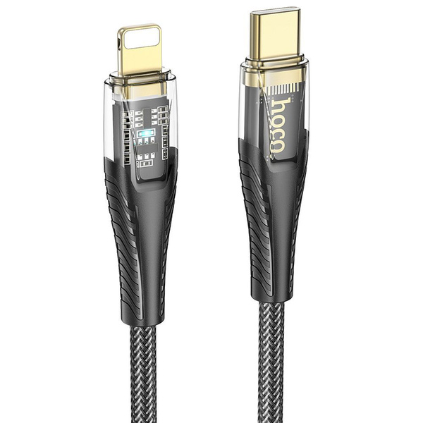 Kabel USB C do Lightning Hoco PD 27W 1,2 m U121 czarny transparentny