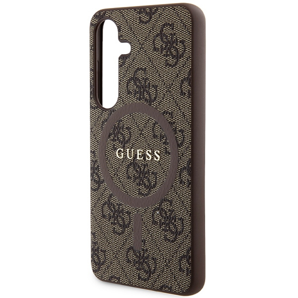 GUESS GUHMS24SG4GFRW S24 S921 BRĄZOWY/BROWN HARDCASE 4G COLLECTION LEATHER METAL LOGO MAGSAFE