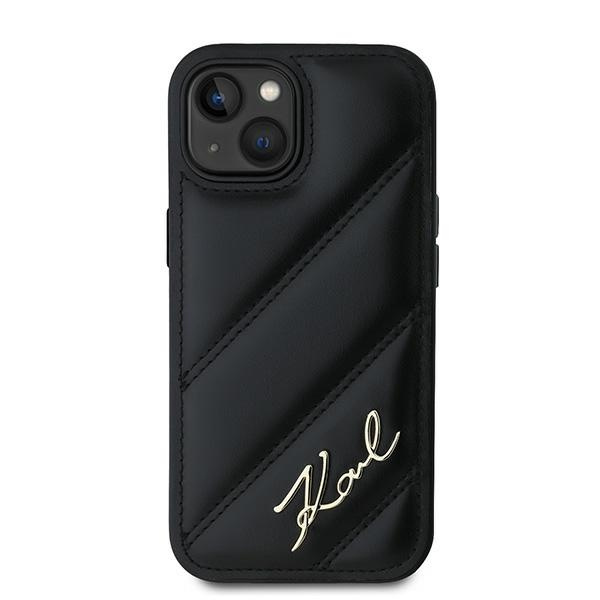 KARL LAGERFELD KLHCP13MPQDSMGK IPHONE 13 6.1" BLACK/BLACK HARDCASE DIAGONAL QUILTED SCRIPT