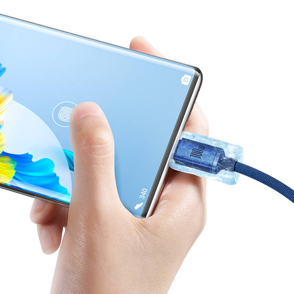 BASEUS CRYSTAL SHINE CABLE USB TO USB-C, 5A100W1.2M (BLUE)