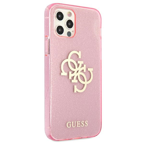 Guess GUHCP12LPCUGL4GPI iPhone 12 ProMax 6,7" różowy/pink hard case Glitter 4G Big Logo