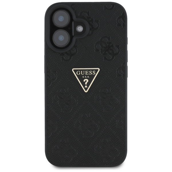 Etui Guess Hot Stamp 4G Pattern Triangle Metal Logo do iPhone 16 czarny