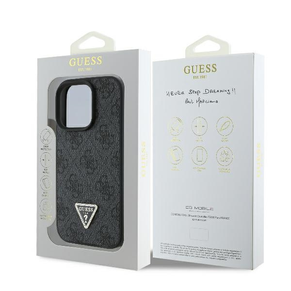 Guess GUHCP16XP4TDPK iPhone 16 Pro Max6.9" czarny/black hardcase Leather 4G Triangle Strass