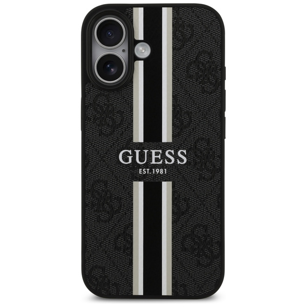 Etui Guess 4G Printed Stripes MagSafe do iPhone 17 czarny