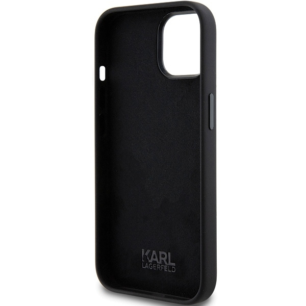 Etui Karl Lagerfeld Silicone Choupette Metal Pin na iPhone 15 Plus / 14 Plus - czarne
