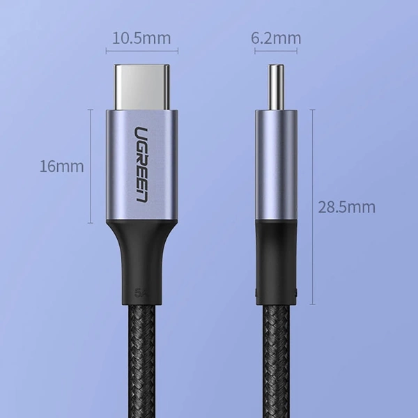 Ugreen US316 70428 USB-C - USB-C PD QC FCP Cable 100W 5A 480Mb/s 1.5m - Gray