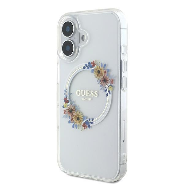 Guess GUHMP16MHFWFCT iPhone 16 Plus6.7" przeźroczysty/transparent hardcase IML Flowers Wreath MagSafe