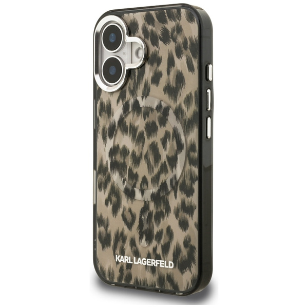 Etui Karl Lagerfeld IML Leopard Pattern  MagSafe do iPhone 16 brązowy
