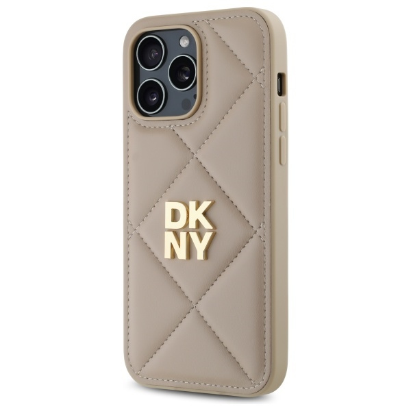 DKNY DKHCP14LPQDSLE iPhone 14 Pro 6.1"   beżowy/beige Quilted Stack Logo
