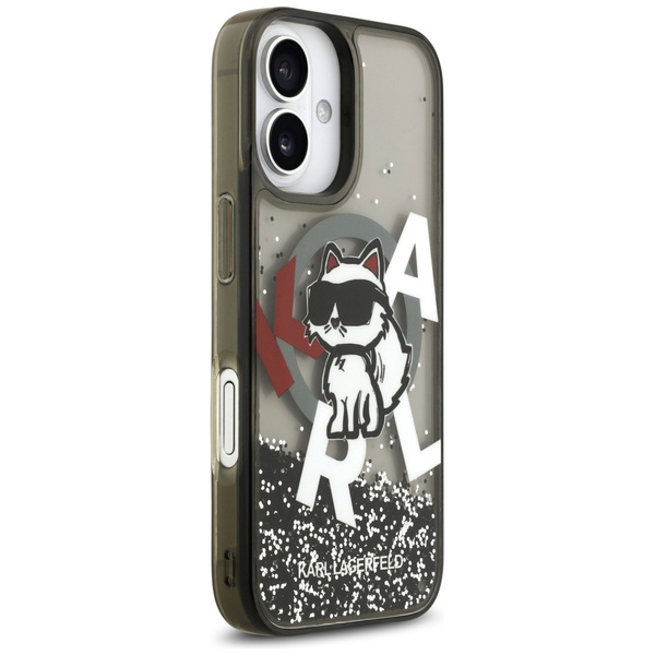 Etui Karl Lagerfeld Liquid Glitter       Choupette Logo MagSafe do iPhone 17 czarny