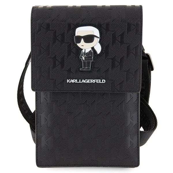 KARL LAGERFELD TOREBKA KLWBSAKHPKK CZARNY/BLACK SAFFIANO MONOGRAM IKONIK