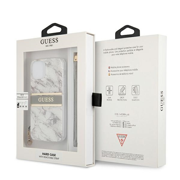 Guess GUHCP13SKMABGR iPhone 13 mini 5,4" szary/grey hardcase Marble Strap Collection