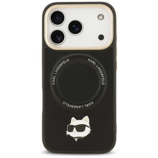 Etui Karl Lagerfeld Big Strap Choupette  Metal Logo MagSafe do iPhone 17 Pro czarny
