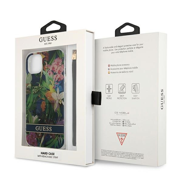 Guess GUHCP13SHFLSB iPhone 13 mini 5,4"niebieski/blue hardcase Flower Strap