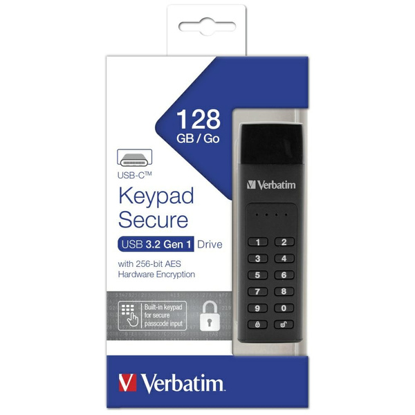 Dysk zewnętrzny Verbatim Keypad Secure   USB-C 3.2 Gen 1 128GB czarny 49432