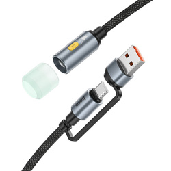 Kabel USB A / USB C do LED light Hoco 0,3 m UA38C czarny