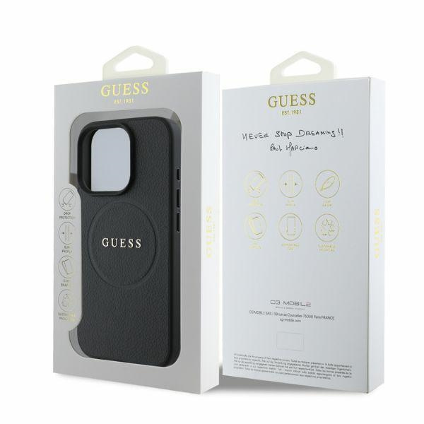 Guess GUHMP16LPGHSMMK iPhone 16 Pro 6.3" czarny/black hardcase Grained Ring MagSafe