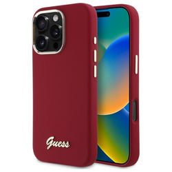 Guess GUHCP16LSMBSLM iPhone 16 Pro 6.3" magenta hardcase Silicone Script Metal Logo