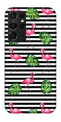 CaseGadget ETUI NADRUK FLAMINGI W PASKI SAMSUNG GALAXY S21 ULTRA