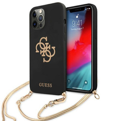 GUESS GUHCP12LLSC4GBK IPHONE 12 PRO MAX 6,7" CZARNY/BLACK HARDCASE 4G GOLD CHAIN COLLECTION