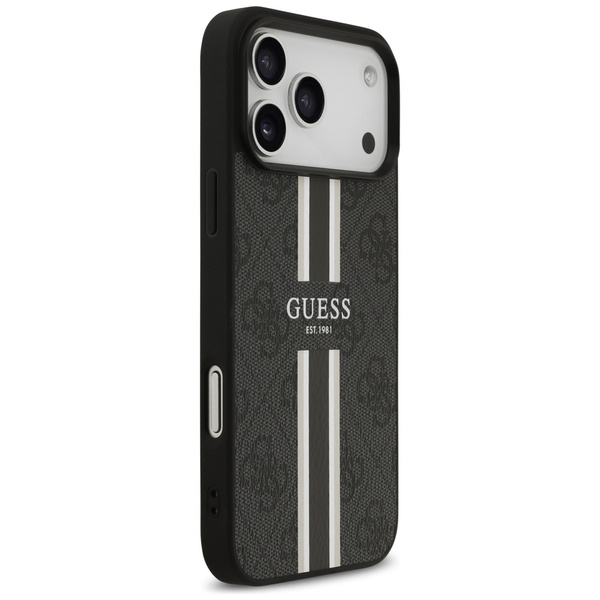Etui Guess 4G Printed Stripes MagSafe do iPhone 17 Pro Max czarny