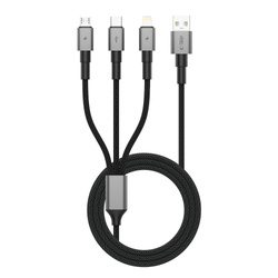 TECH-PROTECT ULTRABOOST DNA 3IN1 LIGHTNING & TYPE-C & MICRO-USB CABLE 3A 120CM IRON GREY