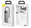 HUB Baseus Metal Gleam 8w1 USB-C - USB-C PD 100W 1x HDMI 4K 30Hz 1x czytnik kart SD i microSD 3x USB-A 3.2 1xRJ45 - szary