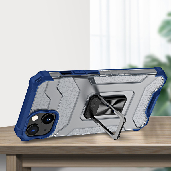 CRYSTAL RING CASE KICKSTAND TOUGH RUGGED COVER FOR IPHONE 12 BLUE