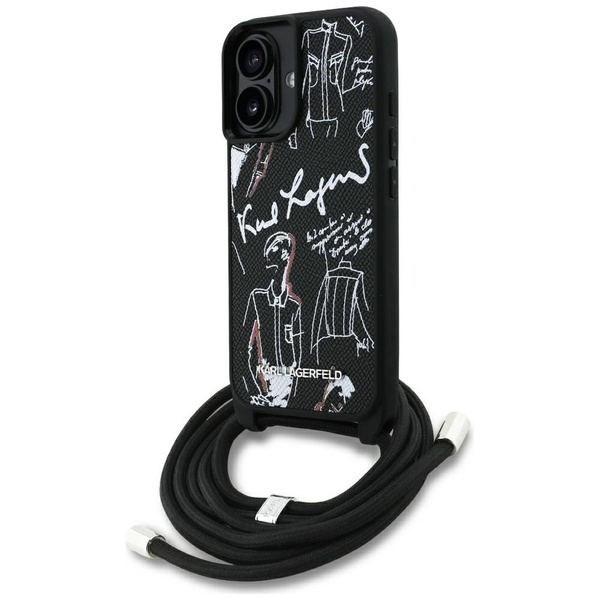 Etui Karl Lagerfeld Crossbody Grained    Pattern & Logo do iPhone 16 czarny