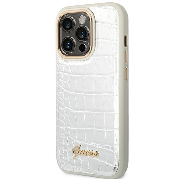 Guess GUHCP14XHGCRHS iPhone 14 Pro Max6,7" srebrny/silver hardcase Croco Collection