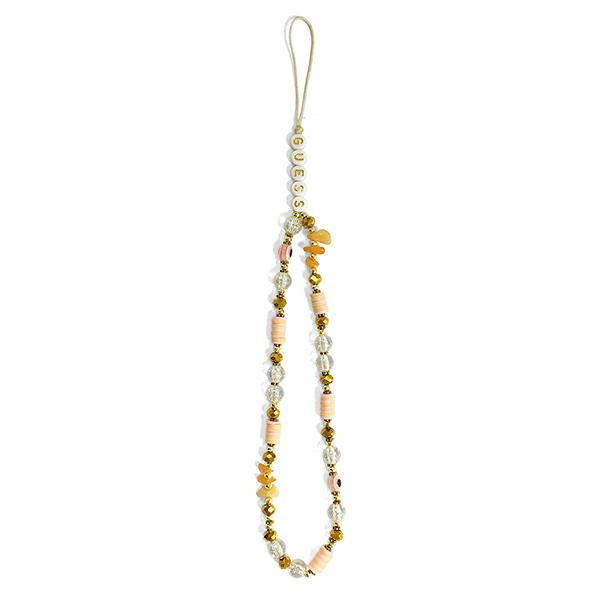 Guess zawieszka GUSTBOHP Phone Strap brązowo-różowy/brown-pink Beads Bohemia
