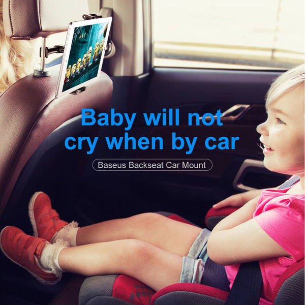Baseus Backseat Car Mount SUHZ-01 Car Headrest Holder for Tablets / Smartphones 4.7-12.9" - Black