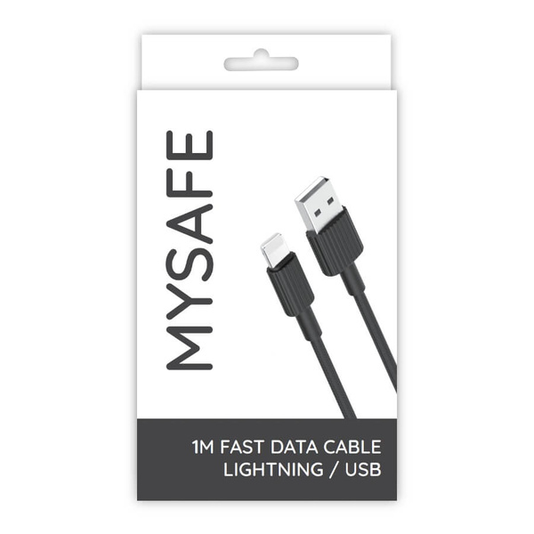 MYSAFE NB CABLE P156 LIGHTNING USB 1M BLACK
