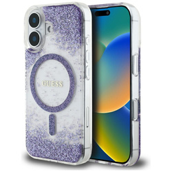 Etui Guess HC Resin Bottom Glitter do    iPhone 16 MagSafe fioletowy