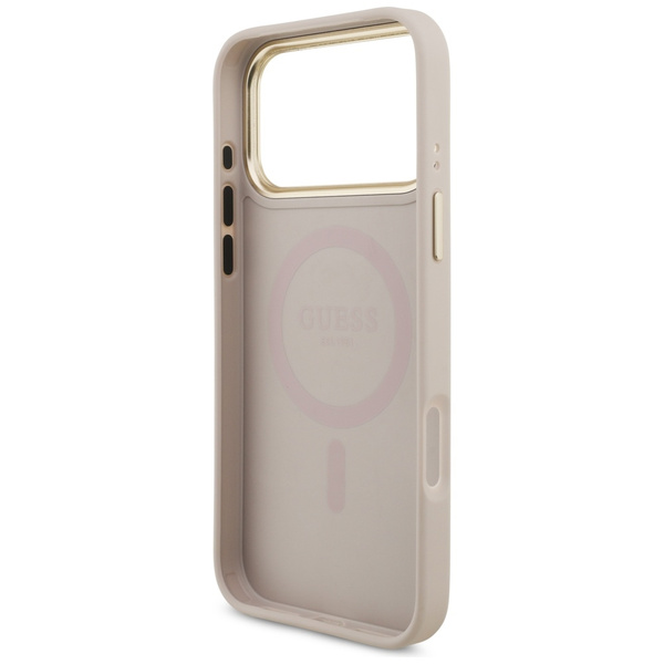 Etui Guess 4G Triangle Logo & Big Strap  Metal Buttons MagSafe do iPhone 17 Pro Max różowy