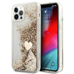 Guess GUOHCP12MGLHFLGO iPhone 12/12 Progold/złoty hardcase Glitter Charms