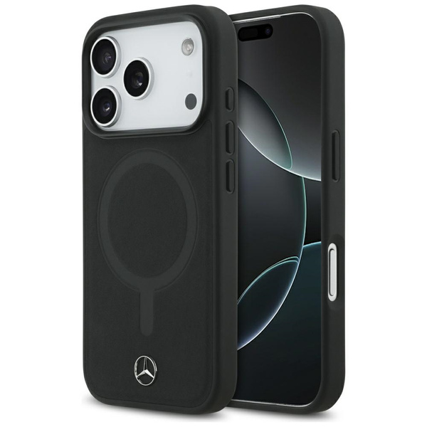 Etui Mercedes Plain Smooth Leather       MagSafe do iPhone 17 Pro czarny