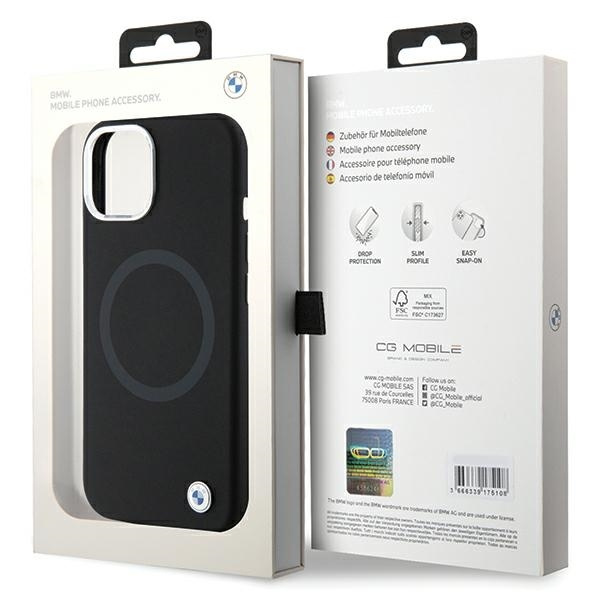 Etui BMW Signature Liquid Silicone MagSafe na iPhone 15 - czarne